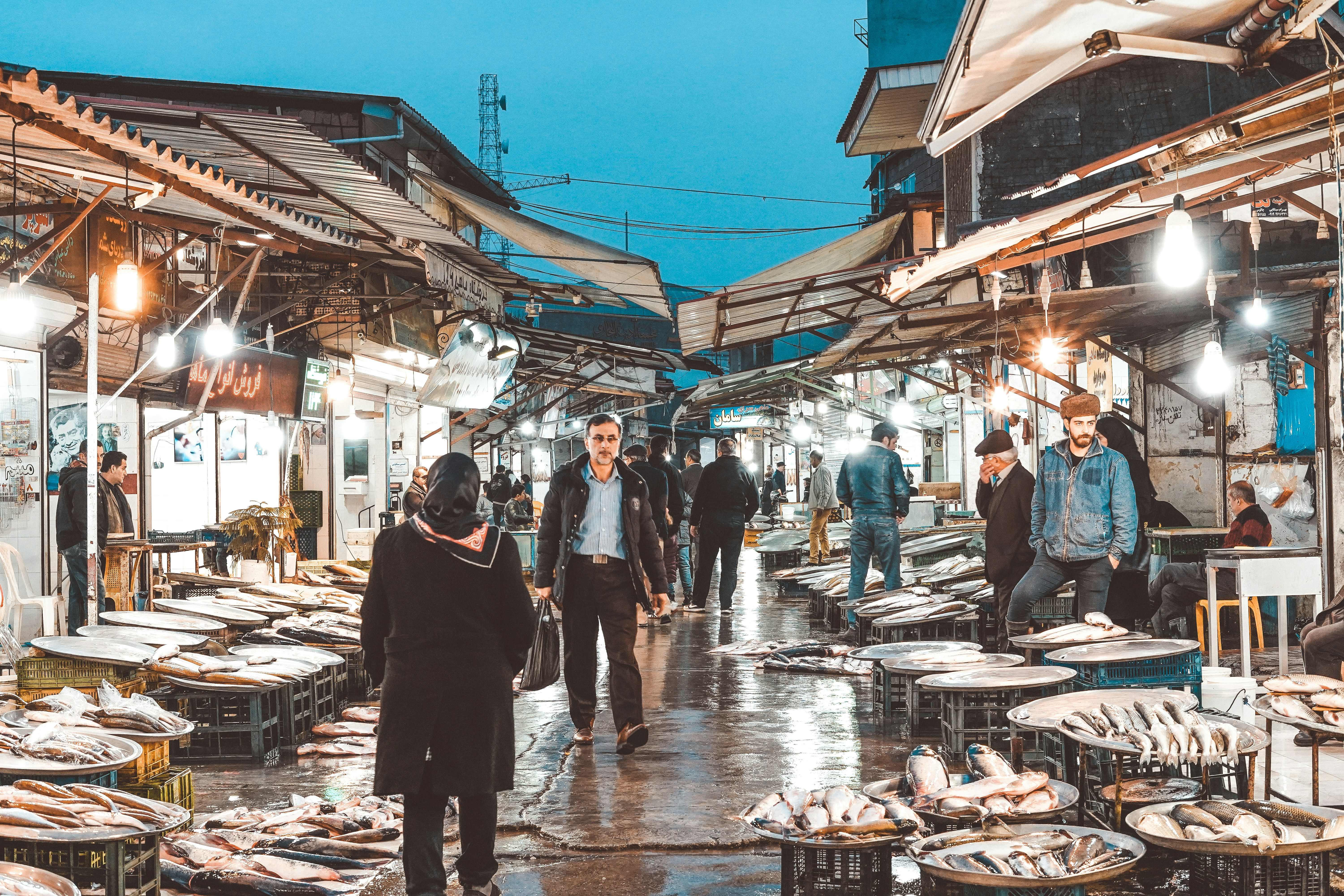 Friendly customer service team in traditional market
