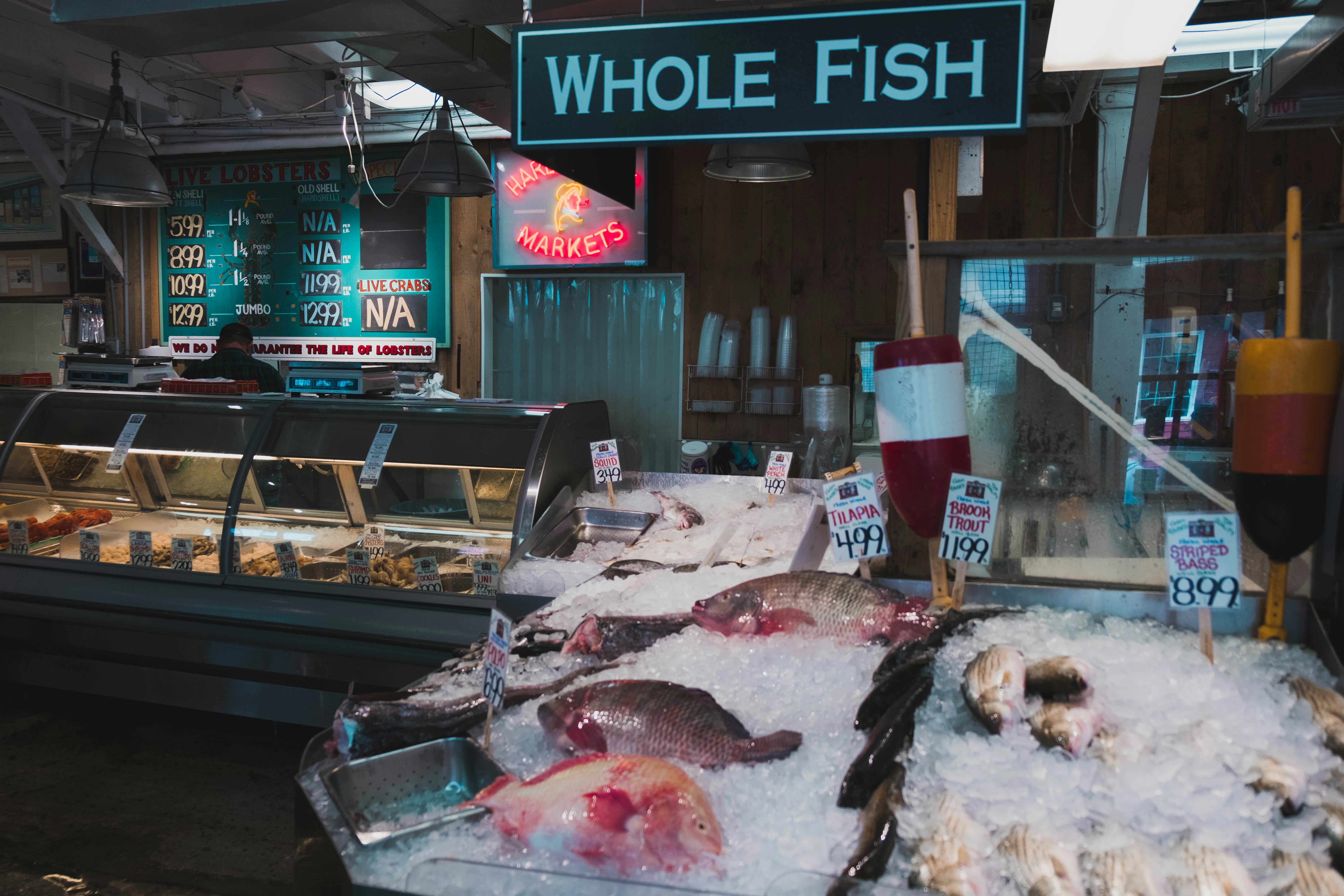 Premium seafood market with fresh daily selection